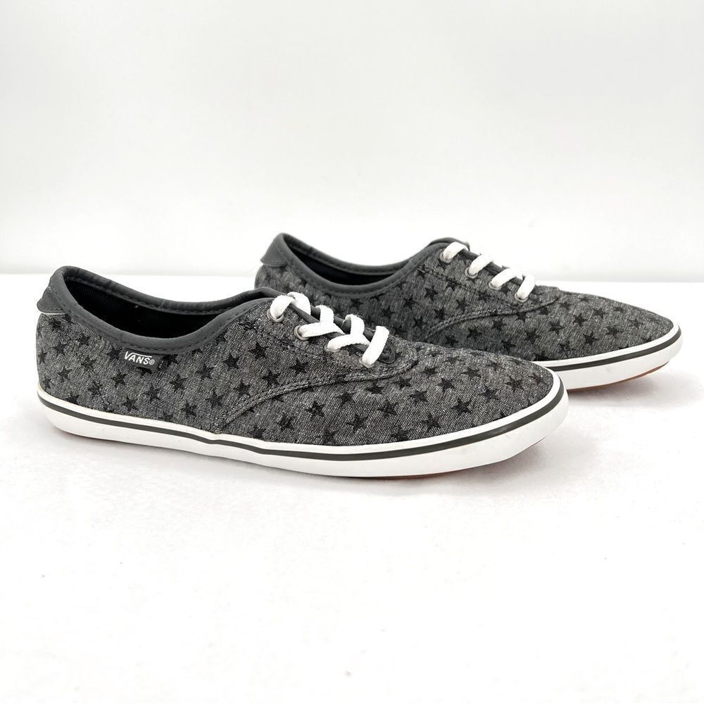 Vans Authentic Huntley Chambray Stars Gray White Sneakers Size 6.5